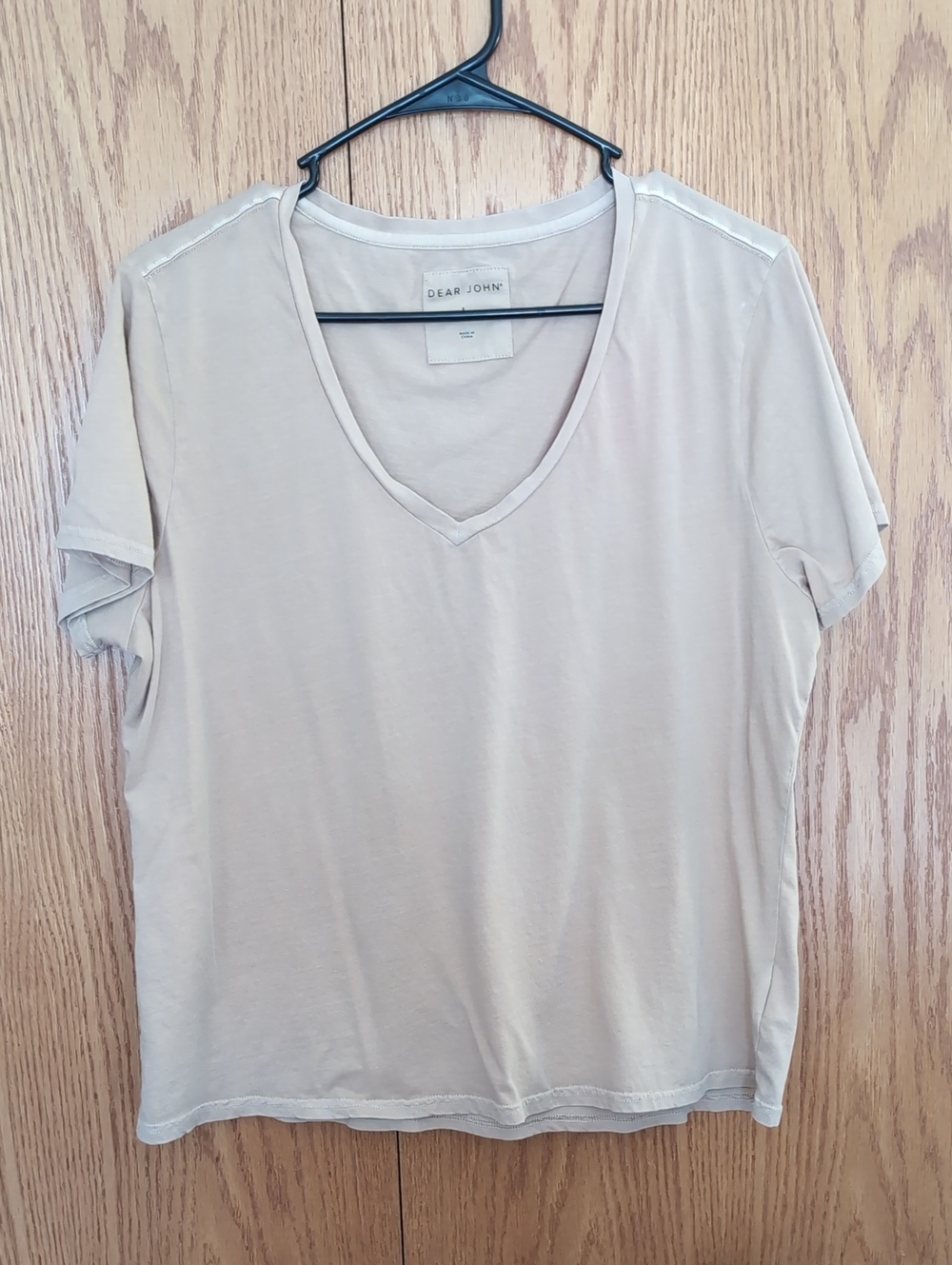 Dear John Relaxed V-Neck Short Sleeve Tee in Light Taupe